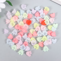 Цена за 2 шт. Бусины для творчества пластик Цветок ландыша пастель набор 80 шт. полупрозрачный 1.1?1.1?0.9 см
