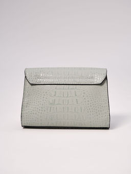 Сумка кожаная на плечо Deboro 31033 серо-зеленый