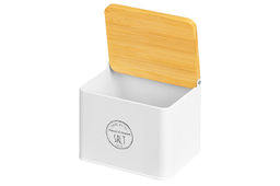 Ёмкость для соли 1,5 л 14*11*11 см SALT с бамбуковой крышкой, белая - Elan gallery фото 10