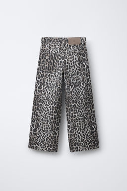 ANIMAL PRINT WIDE-LEG DENIM TROUSERS - Zara фото 9