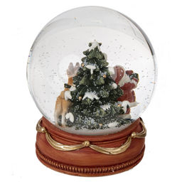 Фигурка декор в стекл шаре "Дед Мороз и елка", D 12 см, L12 W12 H13,5 см