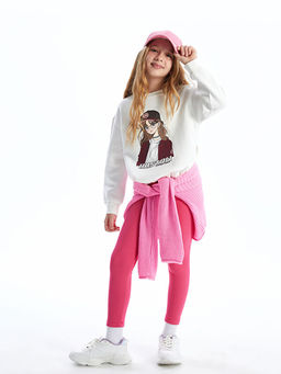 Bisiklet Yaka K?z ?ocuk Kal?n Sweatshirt