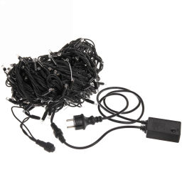 Гирлянда для улицы 11м 120 ламп LED чёрный провод, 8 реж, IP-54, Теплый белый (возможность соединения)