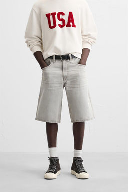 BASIC BAGGY FIT DENIM BERMUDA - Zara фото 42
