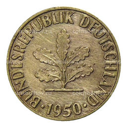 Монета 5 пфеннигов 1950 года F Германия