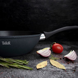 Сковорода с антипригарным покрытием д28см Maestro h7,5см, s2мм, дно д20,3см, s3,3мм, глубокая, кованный алюминий, бакелитовая ручка, TalleR (Китай) Подходит для всех видов плит, включая индукционную. - Домашняя мода фото 6