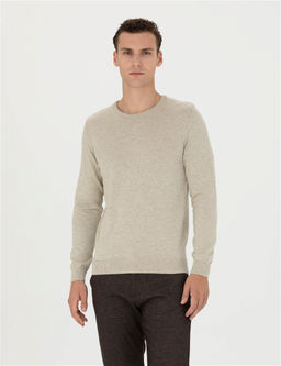 Kum Melanj Slim Fit Bisiklet Yaka Basic Triko Kazak