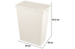 Корзина для белья 50 л 45*26*61,5 см Береста с крышкой (слоновая кость) (узкая) модель 5750026) - Elan gallery фото 2