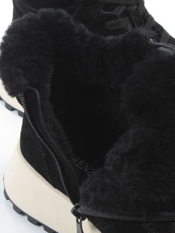 04-PAML08-1Z BLACK Ботинки зимние женские (натуральная замша, 100% шерсть, натуральный мех)