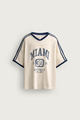 CAMISETA RELAXED FIT ESTAMPADO F?TBOL RETRO / Blanco roto - Zara фото 8