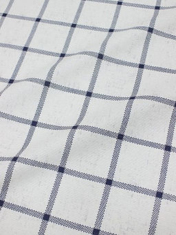 Рогожка Темная серо-синяя клетка (6.5*6.5см) на белом, ш.1.5м, хлопок-100%, 160гр/м.кв