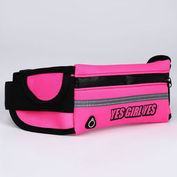 Сумка поясная для бега, на молнии, розовая