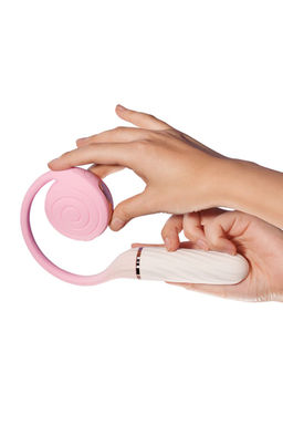 Вибратор с вакуумным стимулятором OTOUCH Lollipop Dual Stimulation, силикон, бело-розовый, 20 см