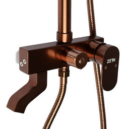 Душевая система ZEIN Z3870, смеситель, тропическая и ручная лейка, алюминий, bronze