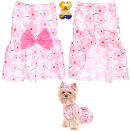 Цена за 2 шт. Платье для кошек и собак мелких пород "Бонита на прогулке", ромашки розовые, размер L, длина спинки 30-32см