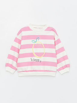 Bisiklet Yaka ?izgili K?z Bebek Sweatshirt - Waikiki фото 2