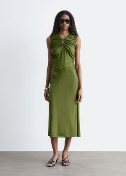 Vestido midi fruncido con escote ojo de cerradura - H&m фото 6