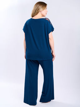 Пижама женская Indefini 5155TBC из вискозы и эластана синяя  фото 3