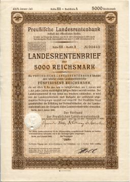 Облигация 4,5% 5000 марок 1940 года Германия