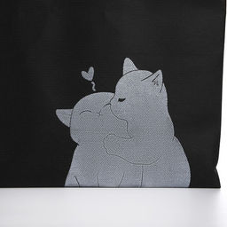 Цена за 2 шт. Сумка (пакет) шопер Котики, 42х10х30 см, без подклада, черная - Nazamok фото 6