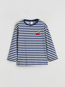 Bisiklet Yaka ?izgili K?z ?ocuk Ti??rt