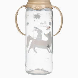 Бутылочка для кормления Крошка Я «Лесные друзья» от 0 мес., 250 мл, цилиндр, с ручками, бежевый