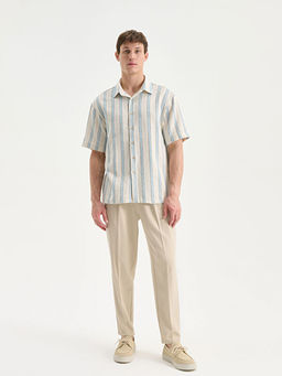 Regular Fit K?sa Kollu ?izgili Erkek G?mlek