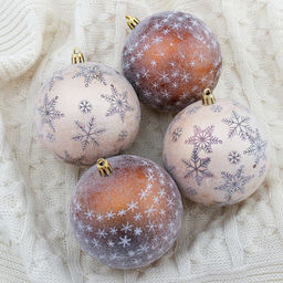 Ёлочные игрушки Морозное утро, шары новогодние, d=10 см, набор 4 шт., коричневый