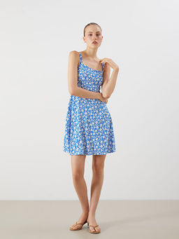 ?i?ekli Ask?l? Belden Oturtmal? Mini Elbise