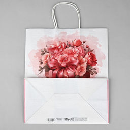Пакет подарочный крафт С 8 марта, цветы, 32?28?15 см
