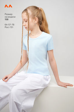 Футболка для девочки в рубчик из рибаны Happyfox  фото 34