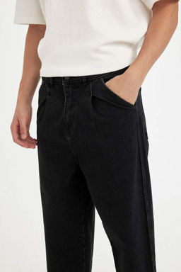 Джинсовые брюки стандартного кроя с завышенной талией свободного кроя и объемным кроем - Defacto фото 5