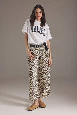 Cok Renkli Animal Leopar Desenli Normal Bel Baggy Jeans TWOSS25JE00246