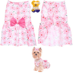 Цена за 2 шт. Платье для кошек и собак мелких пород "Бонита на прогулке", ромашки розовые, размер ХL, длина спинки 32-34см