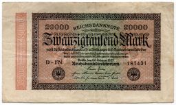 Банкнота 20000 марок 1923 года Германия
