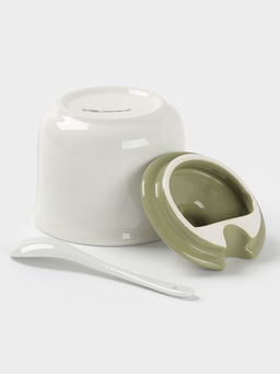 Сахарница с ложкой Доляна Цветы, доломит, 10?9 см, 300 мл, белая