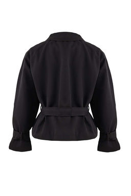 Trendyolmilla Siyah Su Itici Regular K?sa Trenckot TWOAW25TR00056 фото 12