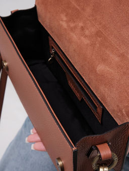 Сумка кожаная багет Deboro 30138 коричневый камень