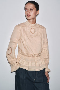 ZW COLLECTION EMBROIDERED ROMANTIC SHIRT - Zara фото 2