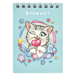 Цена за 2 шт. Блокнот, А7, 40 л, арт. 68155 СЛАДКОЕЖКА / Блок - белый офсет 60 г/м?, клетка, гребень по короткой с