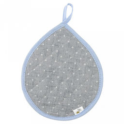 Прихватка 20х25см "Горошек на льне", форма "Капелька", рогожка 171г/м2, хлопок 100%, наполнитель - ватин 280г/м2, на пластмассовом подвесе, "Домашняя мода" (Россия)