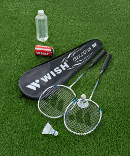 Набор для бадминтона Wish Steeltec 9 (2 ракетки + 2 волана), белый/синий  фото 13