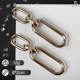 Серьги металл Цепь овалы, 3 звена, цвет золото