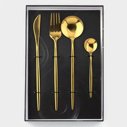 Набор столовых приборов Magistro Блинк, 4 предмета, нержавеющая сталь, золотистый  фото 6