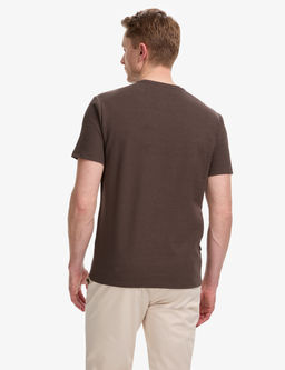 Koyu Kahverengi Regular Fit Bisiklet Yaka Ti__rt