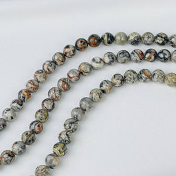 Бусины для украшений из серой Яшмы (Map Jasper) (46 бусин) 38 см