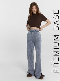 Брюки женские синие с обработкой эйсид