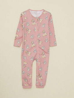 Bisiklet Yaka Uzun Kollu Bambi Bask?l? K?z Bebek Tulum