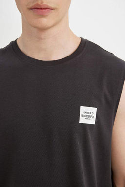 Майка стандартного кроя с круглым вырезом и принтом - Defacto фото 5