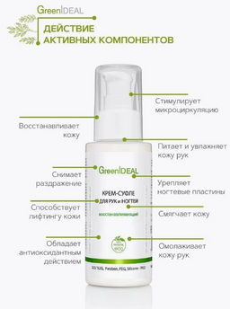 Крем-суфле для рук и ногтей восстанавливающий (натуральный) - Greenideal фото 3